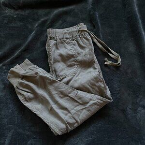 Caslon Olive Linen Drawstring Cropped Jogger Pants